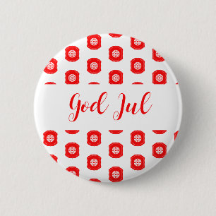 God Jul Merry Christmas Scandinavian pattern gift 6 Cm Round Badge