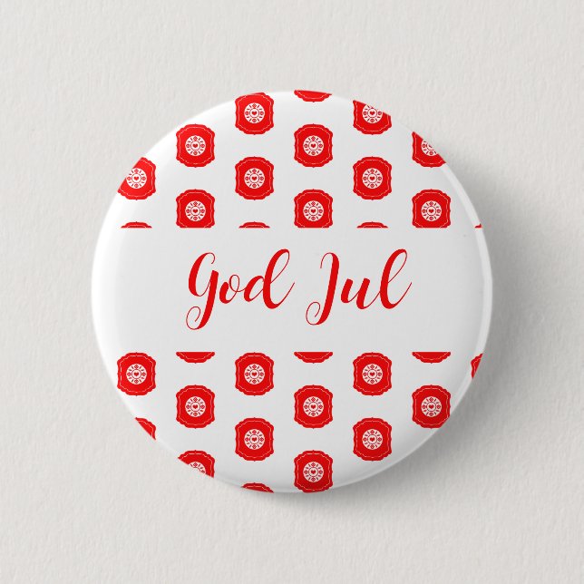 God Jul Merry Christmas Scandinavian pattern gift 6 Cm Round Badge (Front)