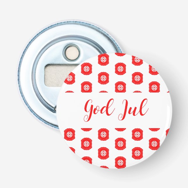 God Jul Merry Christmas Scandinavian pattern gift Bottle Opener (Front)