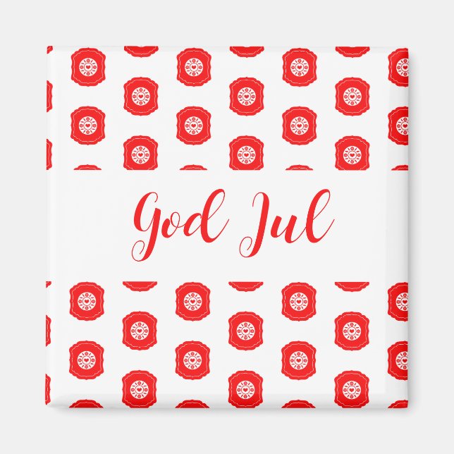 God Jul Merry Christmas Scandinavian pattern gift Magnet (Front)