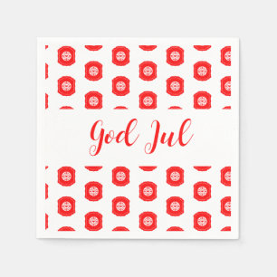 God Jul Merry Christmas Scandinavian pattern gift Napkin