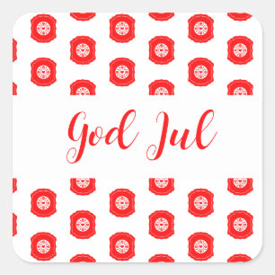 God Jul Merry Christmas Scandinavian pattern gift Square Sticker