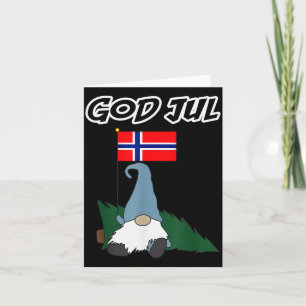 God Jul Norwegian Gnome Merry Christmas Norway Tee Card