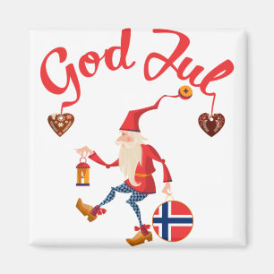 God jul norwegian merry christmas norway tomte gno magnet
