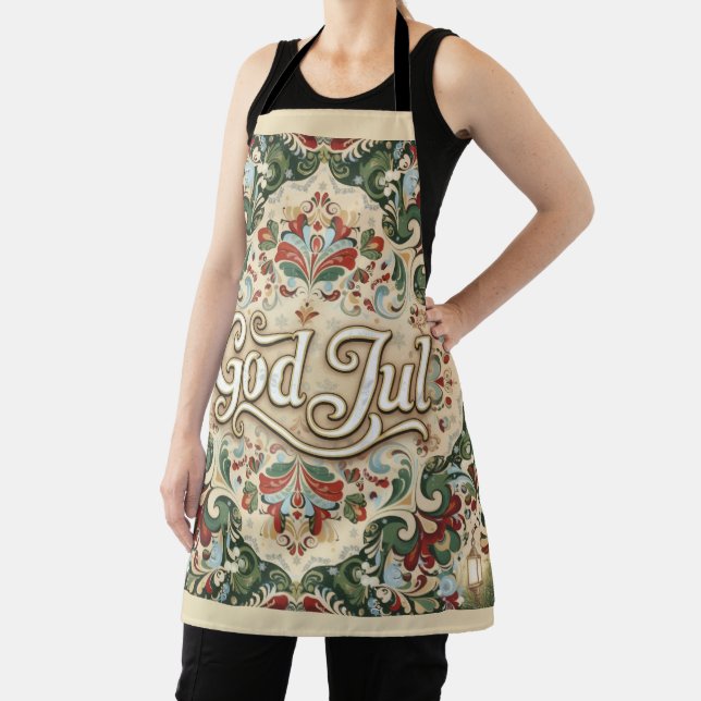 God Jul Norwegian Norway Christmas Apron (Insitu)