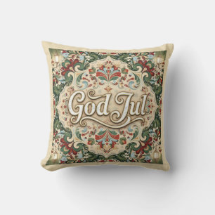God Jul Norwegian Norway Christmas Throw Pillow
