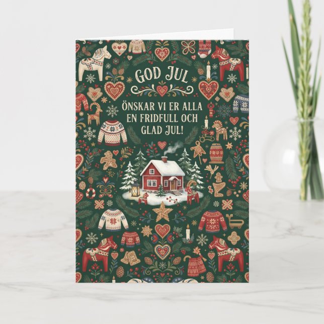God Jul Scandinavian Christmas Card (Front)