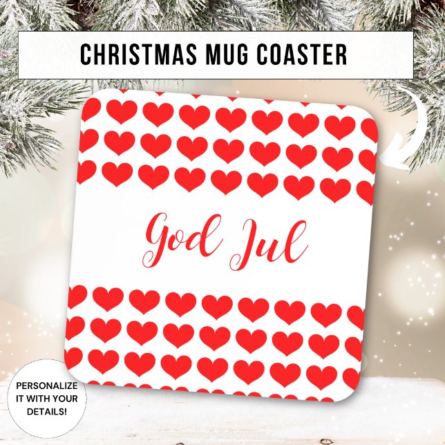 God Jul Scandinavian Christmas gift for friend mum Coaster (Creator Uploaded)