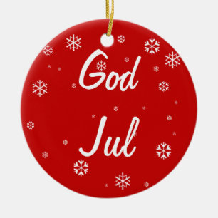 God Jul Snowflakes Ceramic Tree Decoration