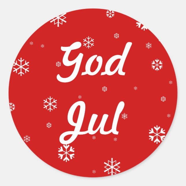 God Jul Snowflakes Classic Round Sticker (Front)