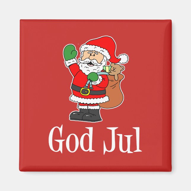 God Jul Swedish Christmas Santa Magnet (Front)