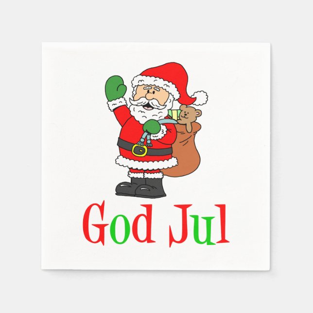 God Jul Swedish Christmas Santa Napkins (Front)