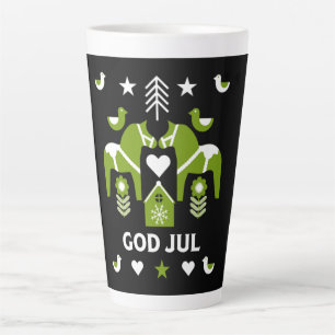 God Jul Swedish Folk Art   Latte Mug
