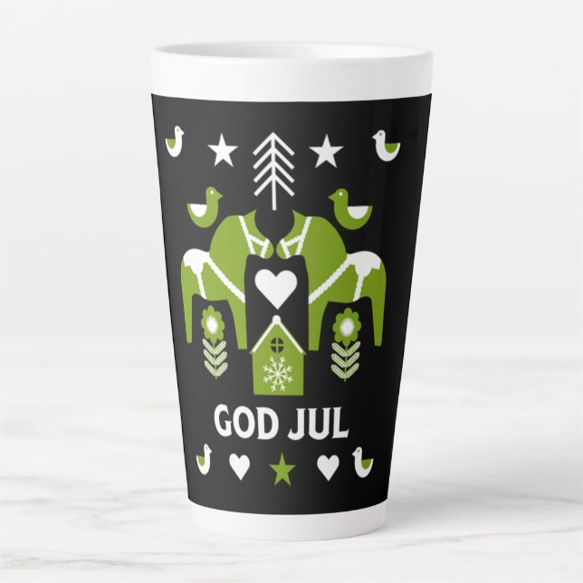 God Jul Swedish Folk Art   Latte Mug (Front)
