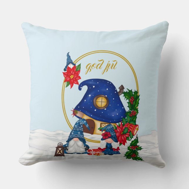 God Jul Swedish Gnomes Cushion (Front)