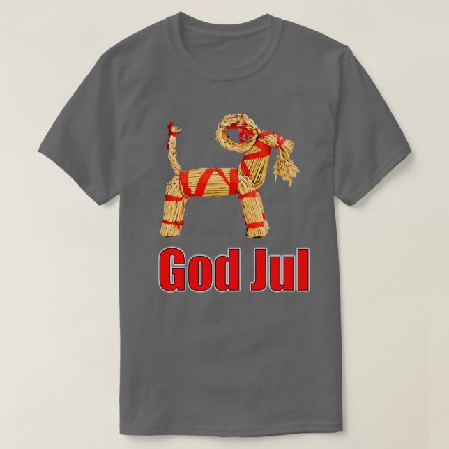 God Jul Swedish Straw Goat Merry Christmas Scandin T-Shirt (Design Front)