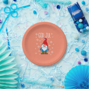 God Jul, Swedish Tomte Gnome, Scandinavian Merry Paper Plate