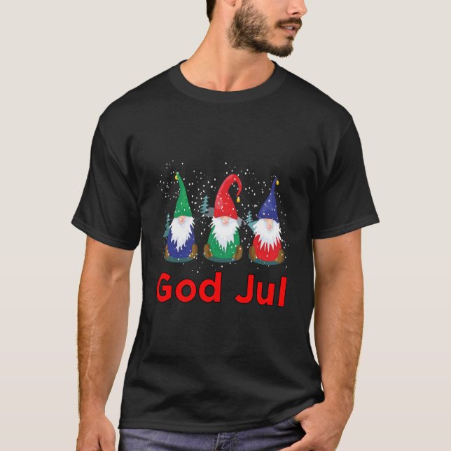 God Jul Tomte Nisse Gnome Svensk Norsk Scandinavia T-Shirt (Front)