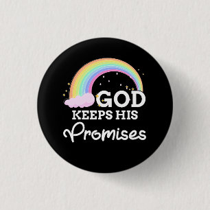 God Keeps His Promises Rainbow Religious Jesus Lov 3 Cm Round Badge