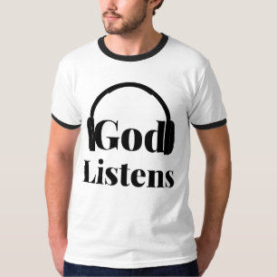 God Listens Faith Based Quote Mens Ringer T-Shirt