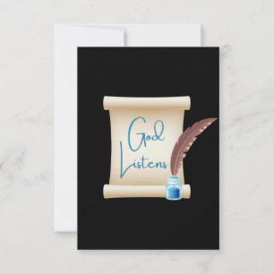 God Listens Writing Flat Greeting Card