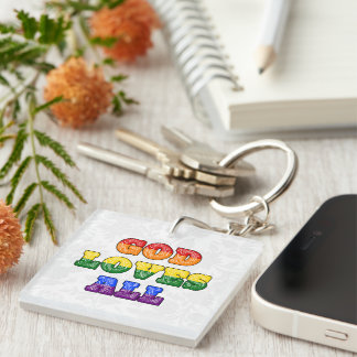 "God Loves All" Gay/LGBTQIA+/Queer Christian Pride Key Ring