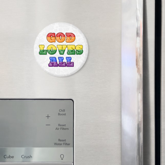 "God Loves All" Gay/LGBTQIA+/Queer Christian Pride Magnet (In Situ (Fridge))