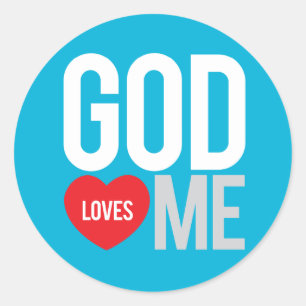God loves me classic round sticker