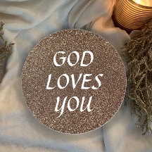God Loves You Glitter Custom Text Christian Gift