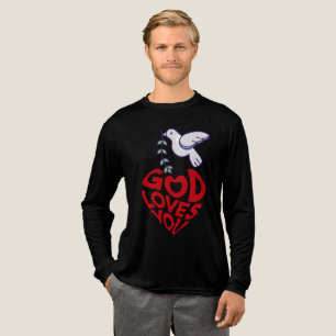 God Loves You Peace Dove Heart Tri-Blend Shirt