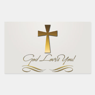 God Loves You Rectangular Sticker