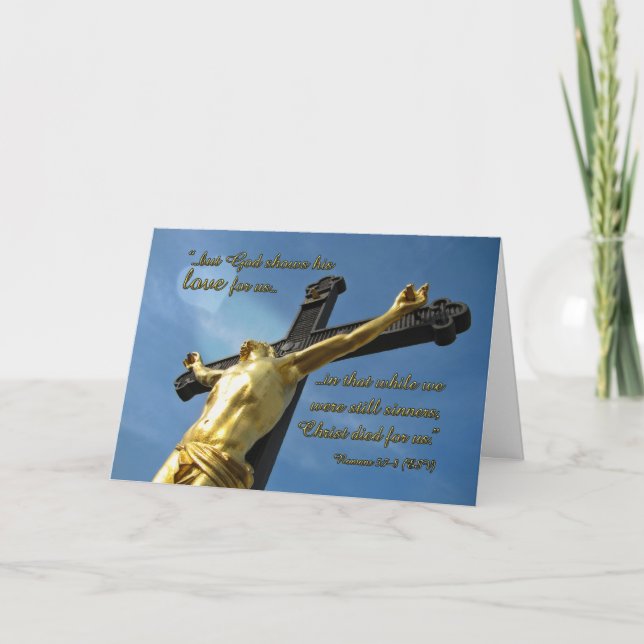 God Loves You Romans 5:7-8 Bible Verse Note Card (Front)