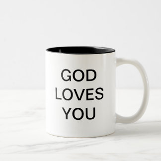 GOD LOVES YOU Two-Tone COFFEE MUG