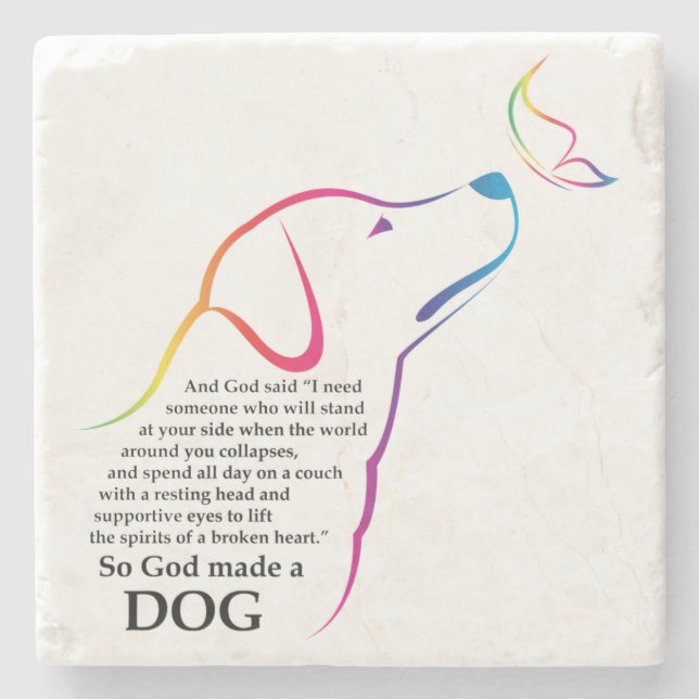 God Made a Dog Stone Coaster (Front)