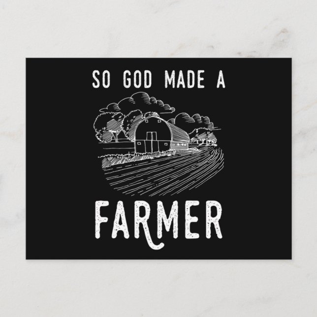 God Made A Farmer Farm Farming Ranch Tractor Agric Postcard (Front)