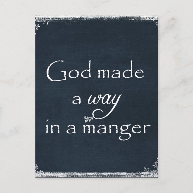 God made a way in a Manger Quote Holiday Postcard (Front)