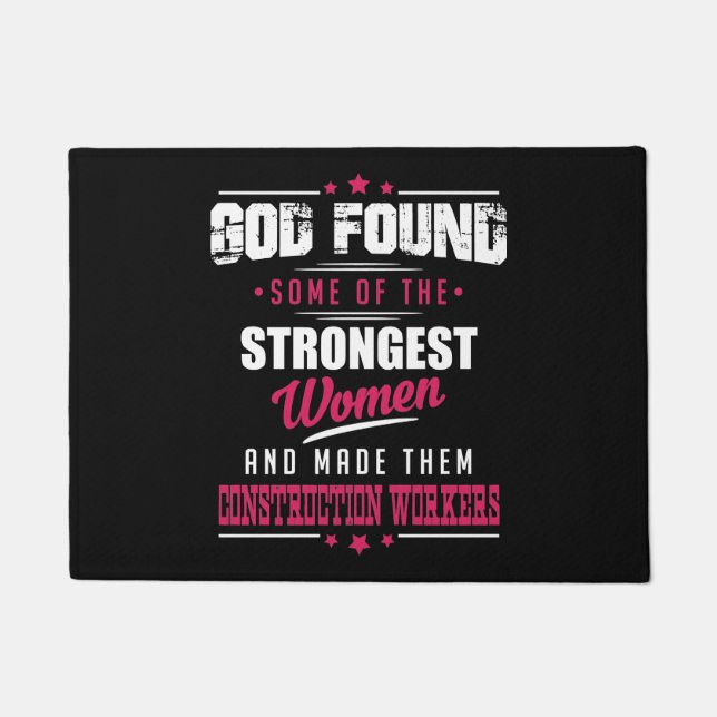 God Made Construction Workers Hilarious Profession Doormat (Front)