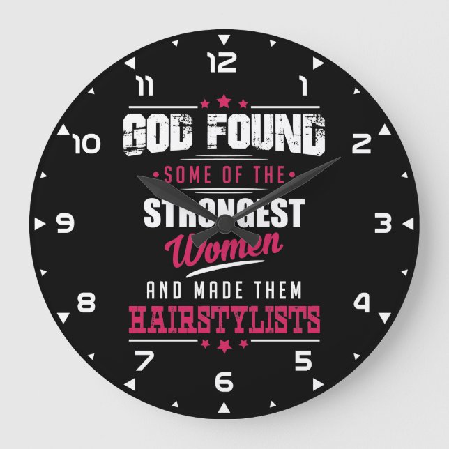 God Made HairStylists Hilarious Profession Design Large Clock (Front)