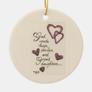 God made hugs coloured drawing saying  ceramic orn tree decoration