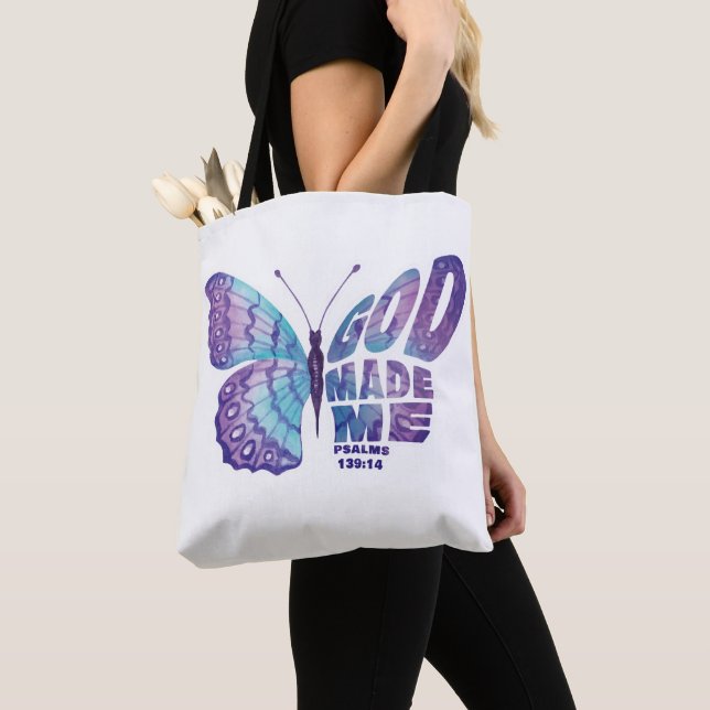 GOD Made Me Psalms 139:14 Women & Girls Christian Tote Bag (Close Up)