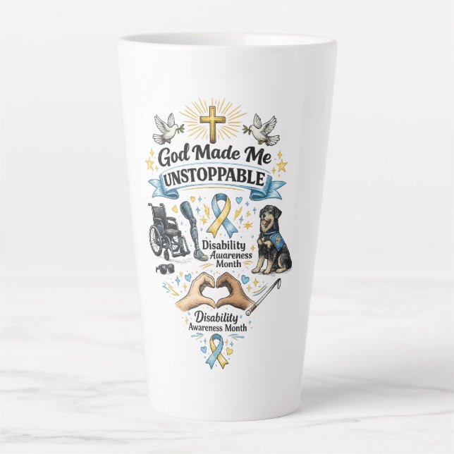 God Made Me Unstoppable – Disability Awareness Mon Latte Mug (Front)
