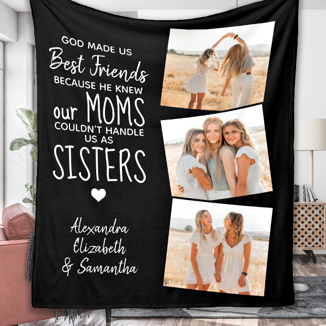 God Made Us Best Friends Custom Friendship Photo Fleece Blanket (Creator Uploaded)
