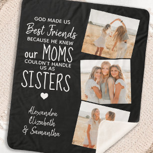 God Made Us Best Friends Custom Friendship Photo Sherpa Blanket