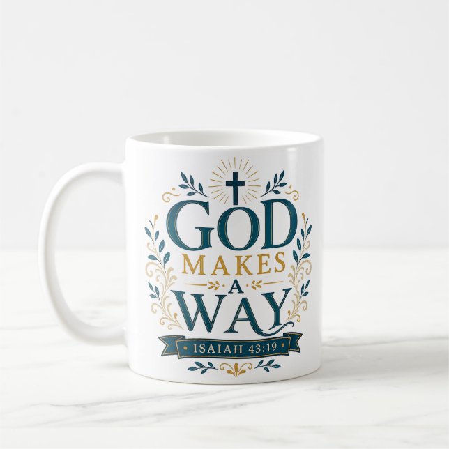 God Makes A Way Christian Quote Coffee Mug (Left)