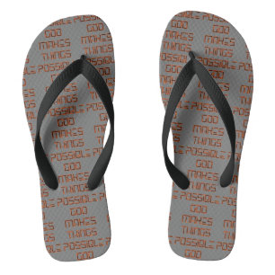 God Makes Things Possible Grey All-Over Unisex Jandals
