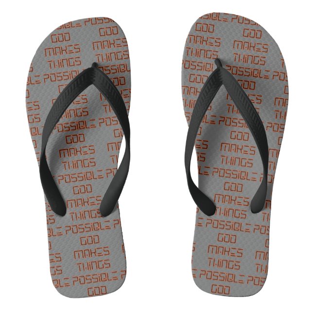 God Makes Things Possible Grey All-Over Unisex Jandals (Footbed)