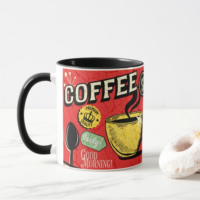 God moring coffee Really classic style art Father Mug (With Donut)