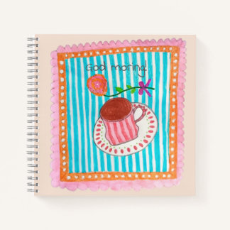 God moring Girly Hand painting watercolor Stripes Notebook