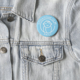 God-Mother to Be   Baby Shower Minimal Blue 6 Cm Round Badge