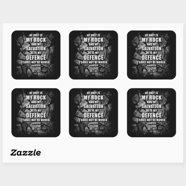 GOD My Rock & Salvation – Christian Faith Verse   Square Sticker (Sheet)